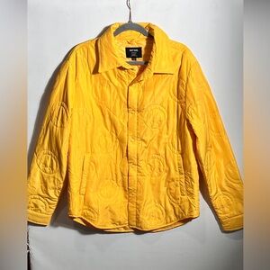Navy Yard Bright Yellow Quilted Smiley Face Jacket Medium
